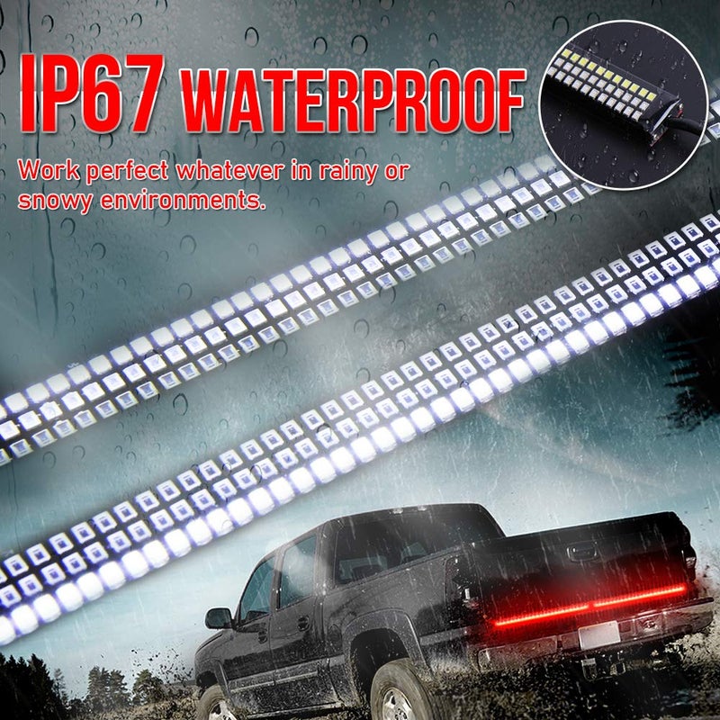 OPL5 Triple Tailgate Light Bar 60 inch Waterproof [Aluminum CASING] No Drill Install Red Turn Signal, Full Function-Brake/Running, Reverse Lights for Pickup Truck SUV RV (60 inch red Turn Signals) - Image 5